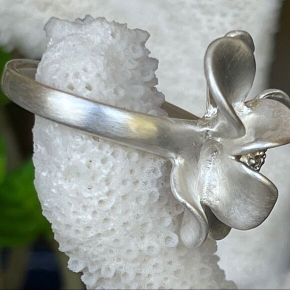 Sheila Fajl Brushed Silver Flower CZ Statement Ring - Picture 5 of 11